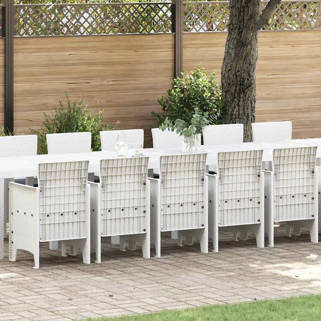 Set da pranzo da giardino con cuscini 17 pcs Bianco PP