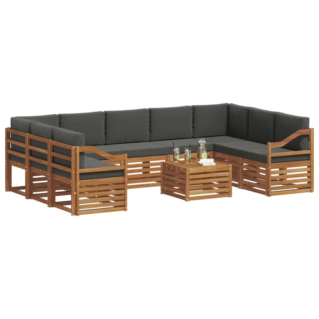 Set divani 10 pcs Naturale e Antracite Legno di Acacia Massello 3375537