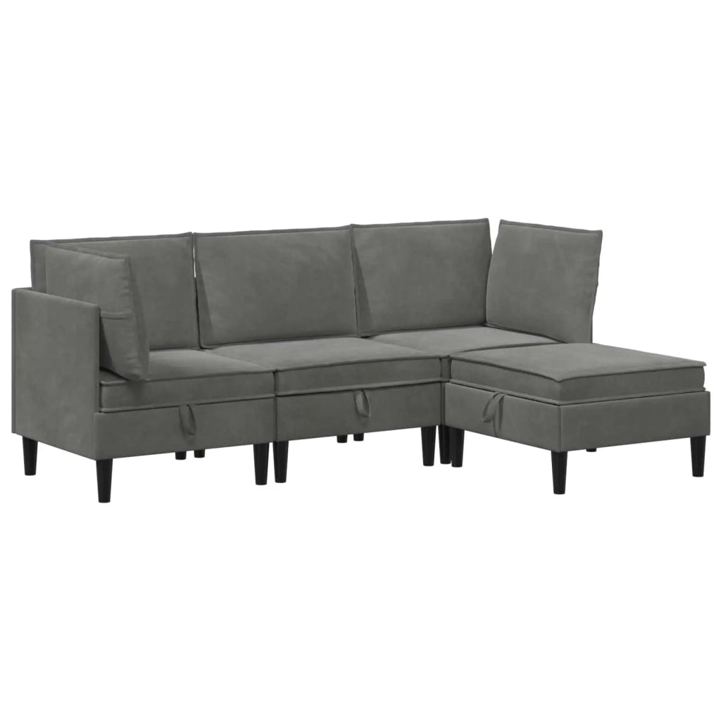 Set di mobili per il soggiorno 4 pcs Grigio Scuro Velluto