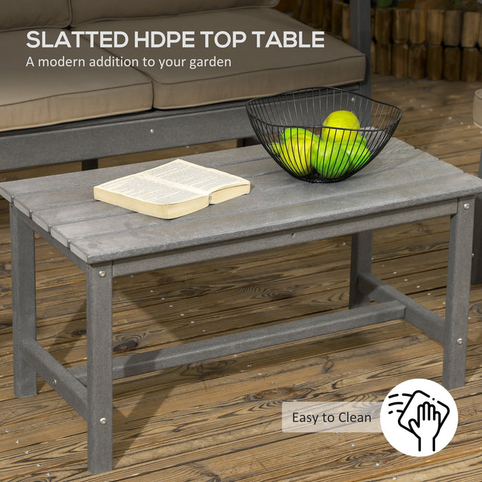 Set Salotto da Giardino Divano 2 Poltrone e Tavolino in HDPE con Cuscini Grigio Scuro