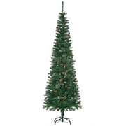 Albero di Natale artificiale, sottile, a forma di pigna, ignifugo, 54 x 195 cm, verde.