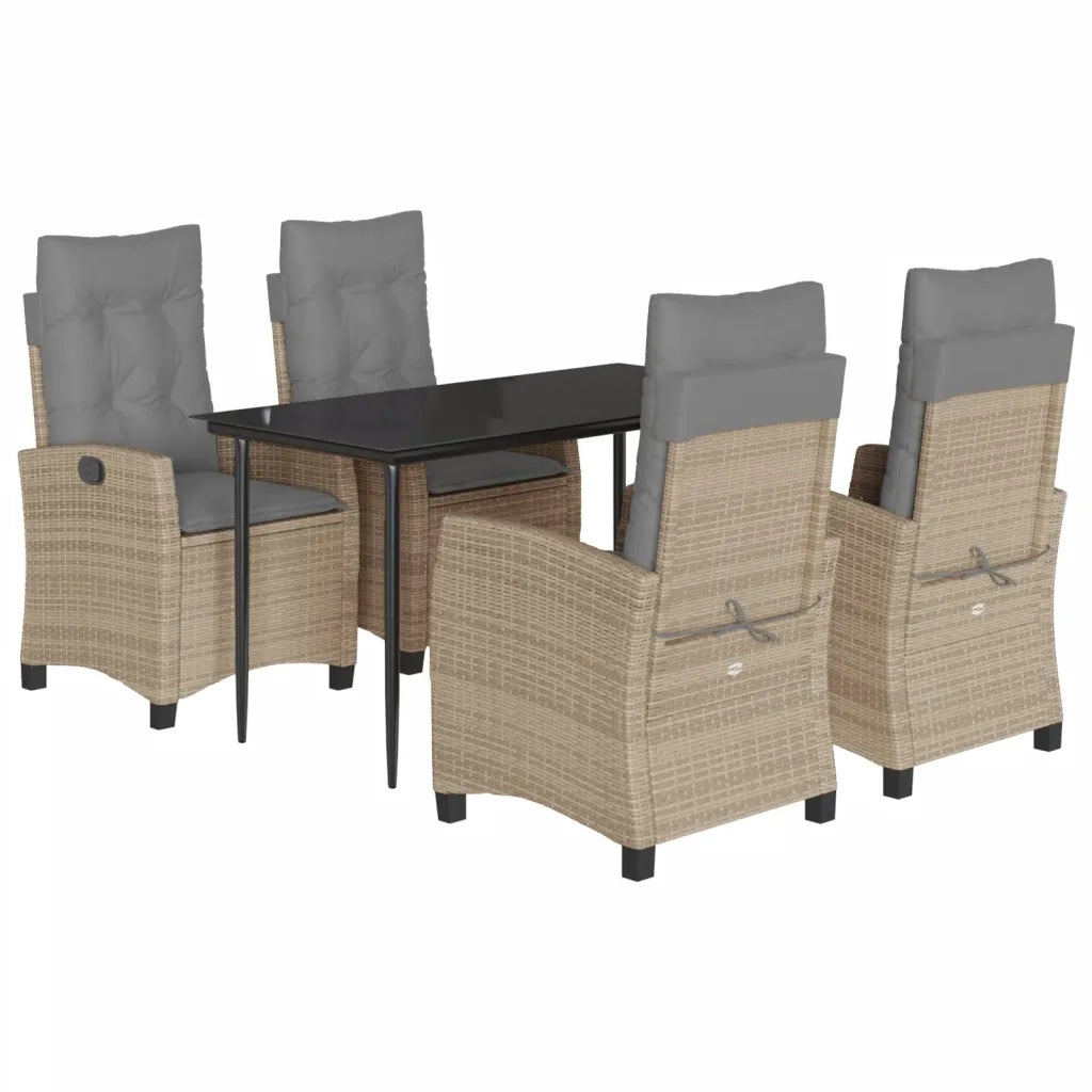 Set Pranzo da Giardino 5 pz con Cuscini Beige Misto Polyrattan 3212825