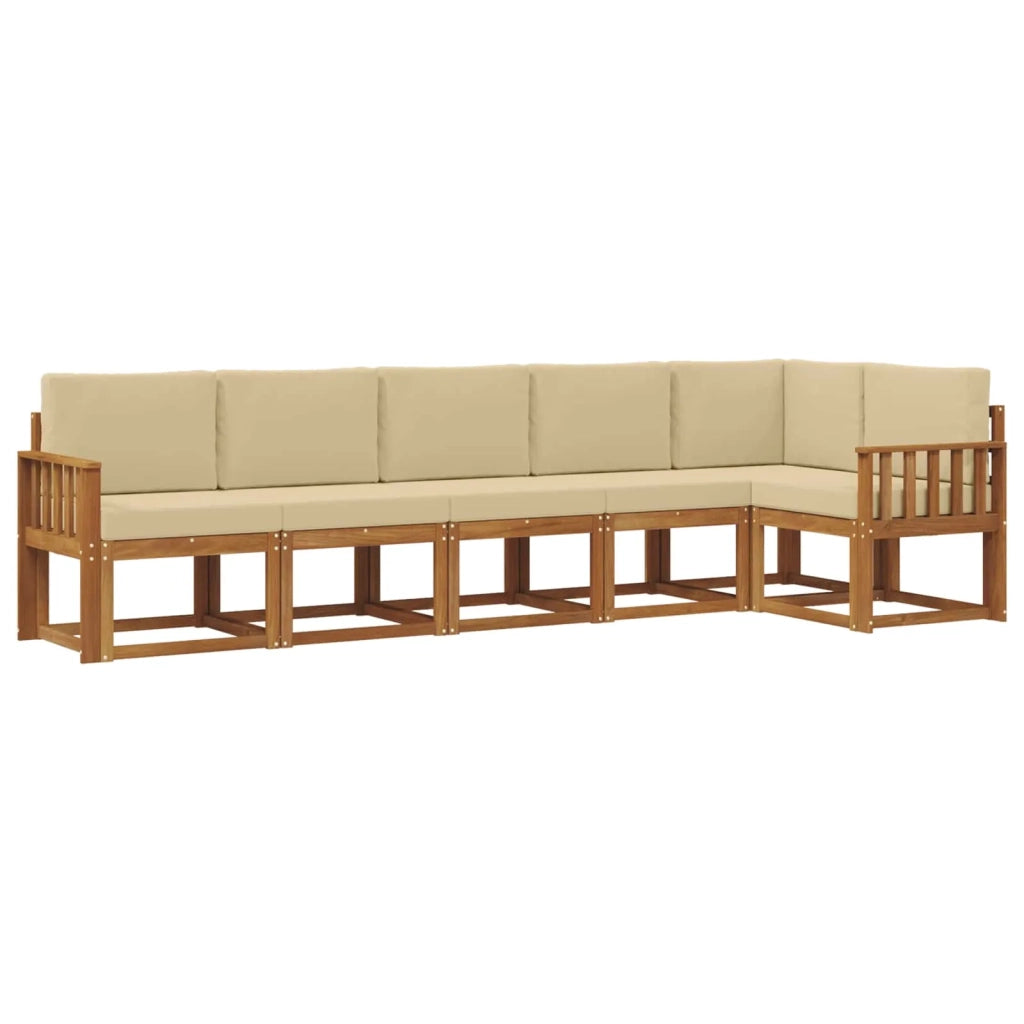 Set di divani da esterno con cuscino 6 pcs Naturale e Beige
