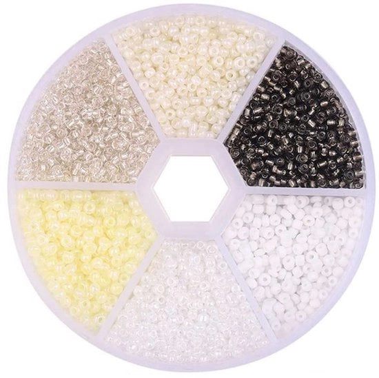 Kit di Sieraden Artigianali a Mano - Armbandhi/Halskettinghi con Perle di Vetro Colorate - 1900 Stuks - Mini Perle 3 mm - Set di Decorazioni per Gioielli DIY