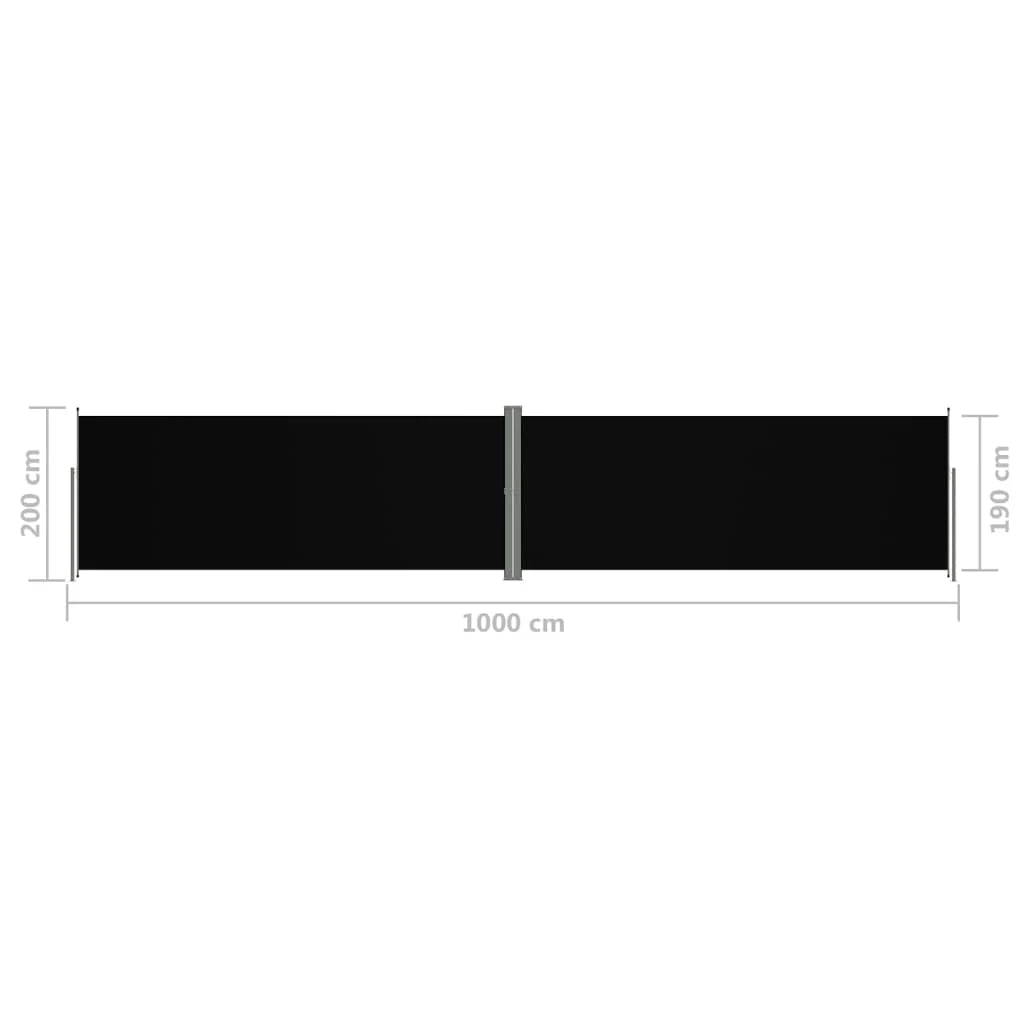 Tenda da sole laterale retrattile/schermo privacy per patio giardino terrazza balcone 200 x 1000 cm nero 02_0007444
