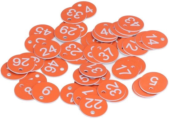 Etichette in ABS Durevole con Fori e Gesti per Attaccatura - Etichette Ronde da 50 pezzi - Utilizzo per Animali da Corte e da Fattoria - Materiali per la Riproduzione - Etichette con Gesti e Fori in ABS Durevole