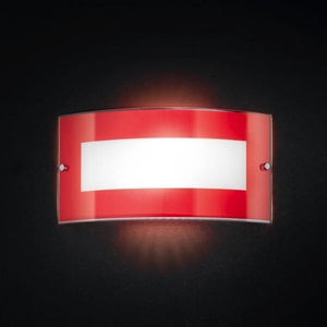 APPLIQUE DA PARETE IN VETRO CON CORNICE ROSSA 2XE27 PERENZ