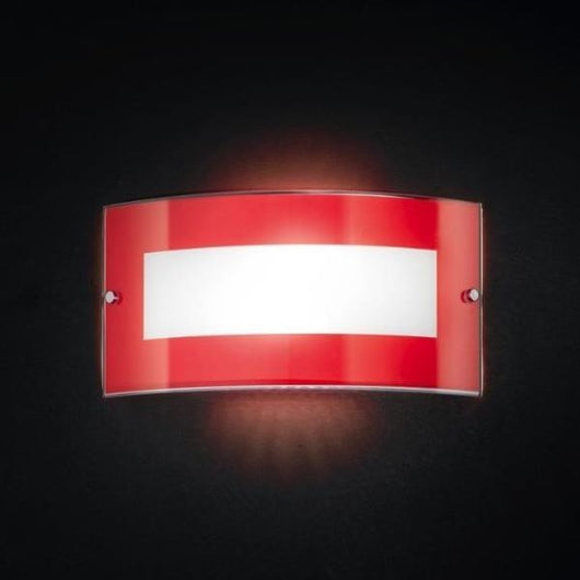 APPLIQUE DA PARETE IN VETRO CON CORNICE ROSSA 2XE27 PERENZ