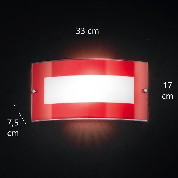APPLIQUE DA PARETE IN VETRO CON CORNICE ROSSA 2XE27 PERENZ