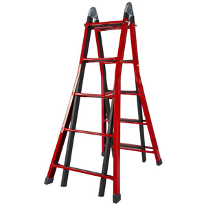 SCALA TELESCOPICA PHENOMENA EN 4+4 IN ACCIAIO.