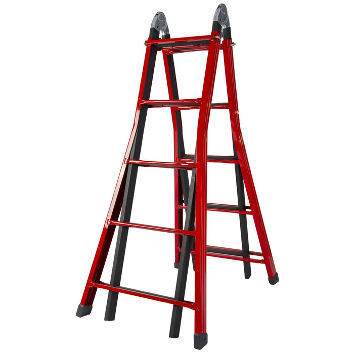 SCALA TELESCOPICA PHENOMENA EN 4+4 IN ACCIAIO.