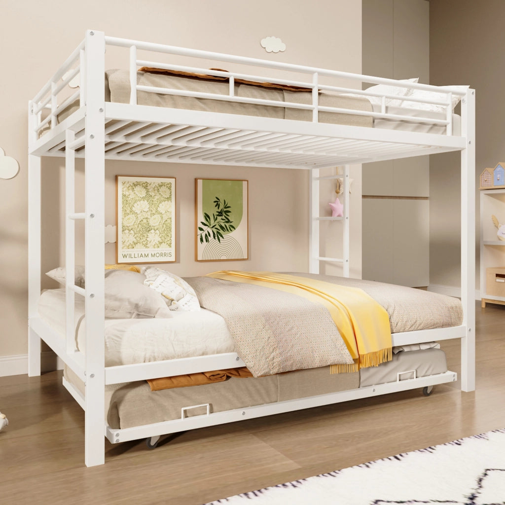 LETTO a castello con letto estraibile 140x200 cm Metallo Bianco
