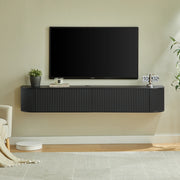 MOBILE TV SOSPESO 180 cm Nero in pannello di legno con passacavi