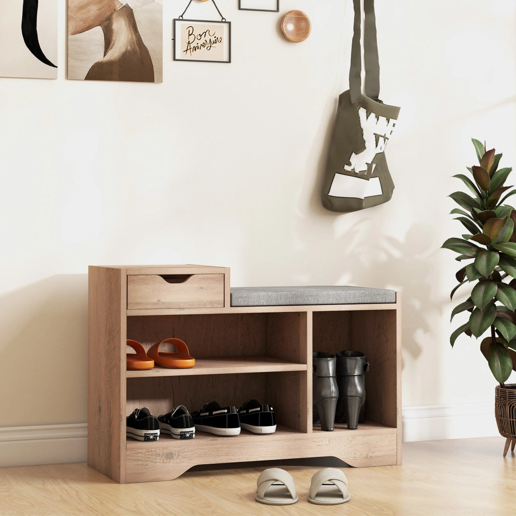 Scarpiera con cassetto e 3 scomparti ¨C zephmum ¨C 76.5x30x52 cm grigio