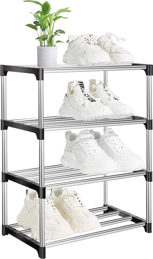 Organizzatore a 4 Livelli per Scarpe - Raccoglitore Stivale Stacking con Deposito Metallico Duraturo per la Casa