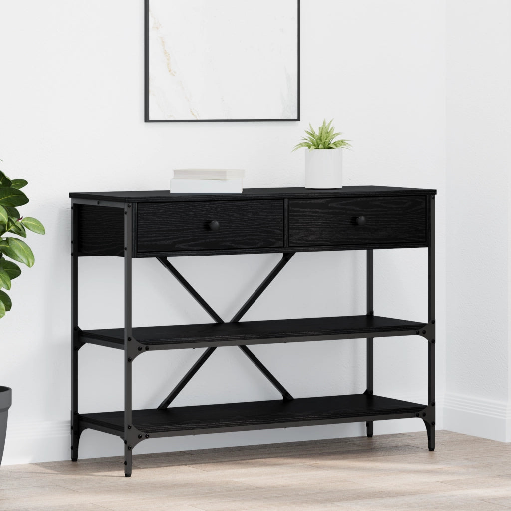 Tavolo Console Rovere Nero 100x34.5x75 cm Legno Ingegnerizzato
