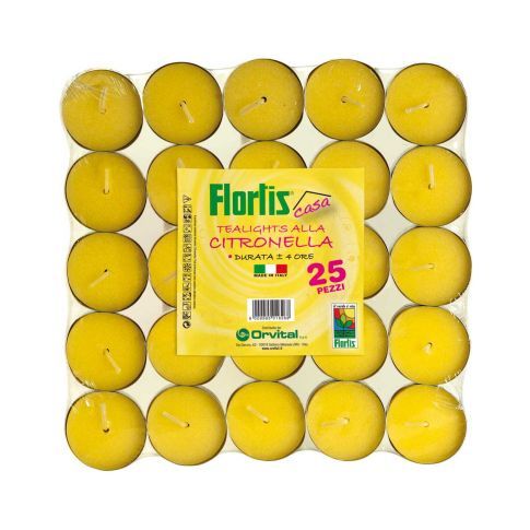 CANDELE CITRONELLA PER ZANZARE 25 PZ TEALIGHTS FLORTIS