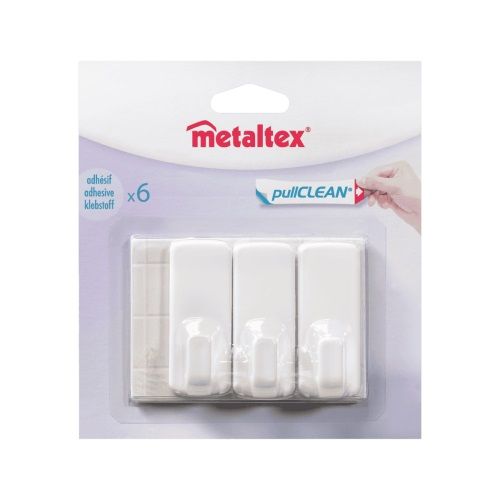 GANCI ADESIVI RETTANGOLARI  BIANCHI 3PZ METALTEX