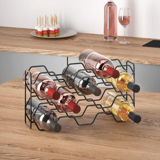 PORTABOTTIGLIE 10 POSTI METALTEX LAVA NERO OPACO HEXAGON