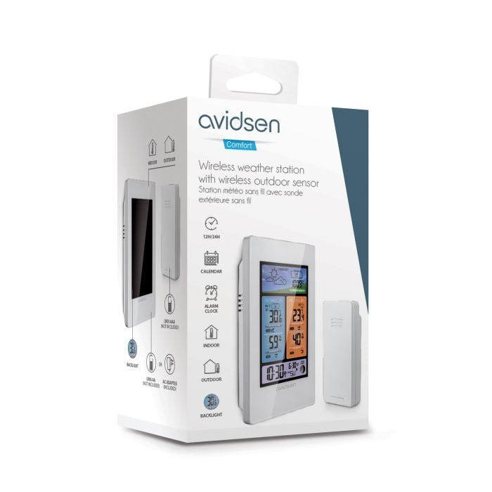 STAZIONE METEO VERTICALE A COLORI CON SONDA DA ESTERNO WIRELESS AVIDSEN