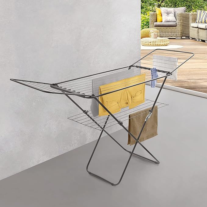 STENDIBIANCHERIA IN ACCIAIO CON ALI METALTEX PANAREA NERO OPACO