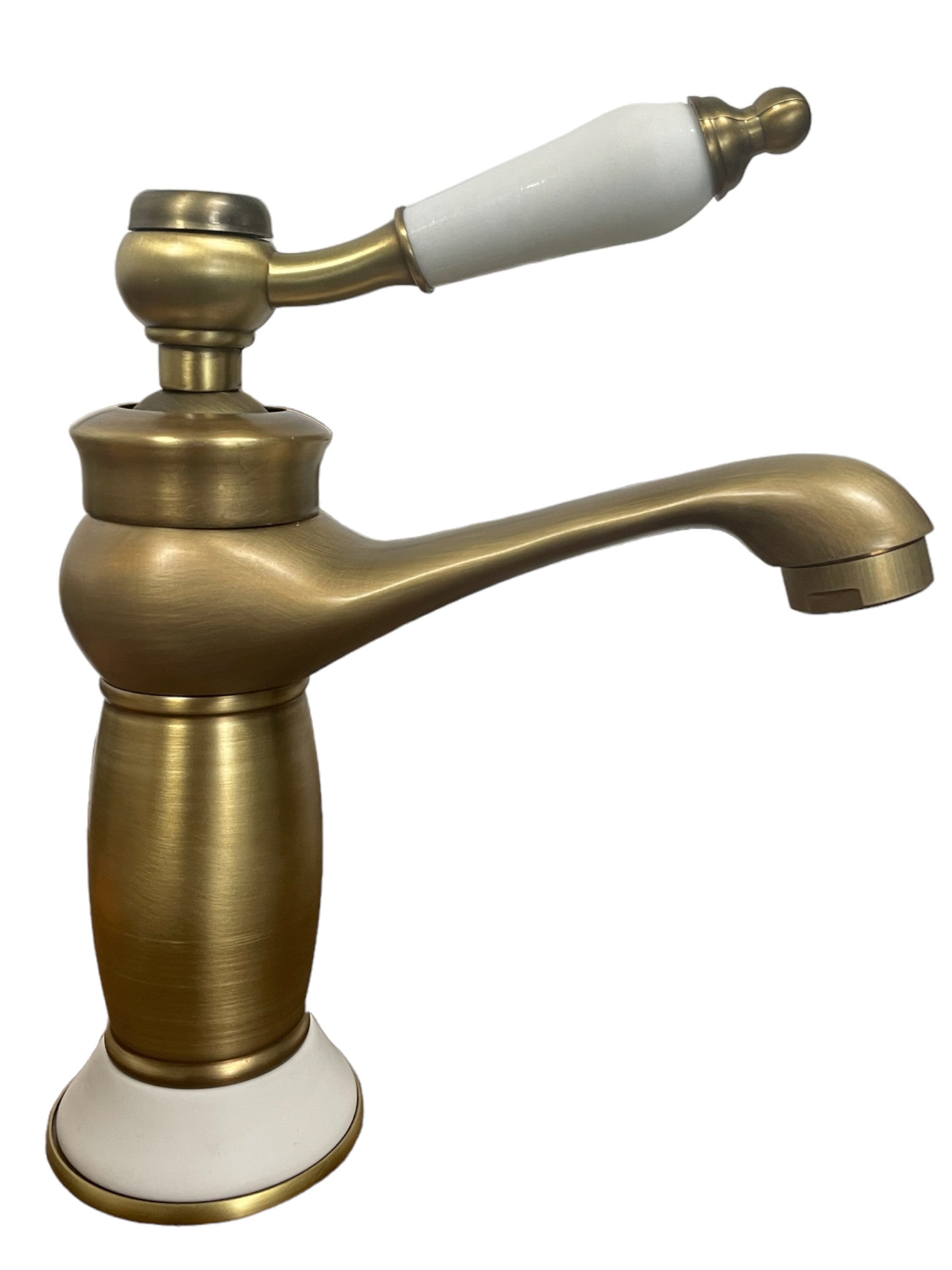 Rubinetto miscelatore per lavabo bronzato vintage con dettagli in ceramica