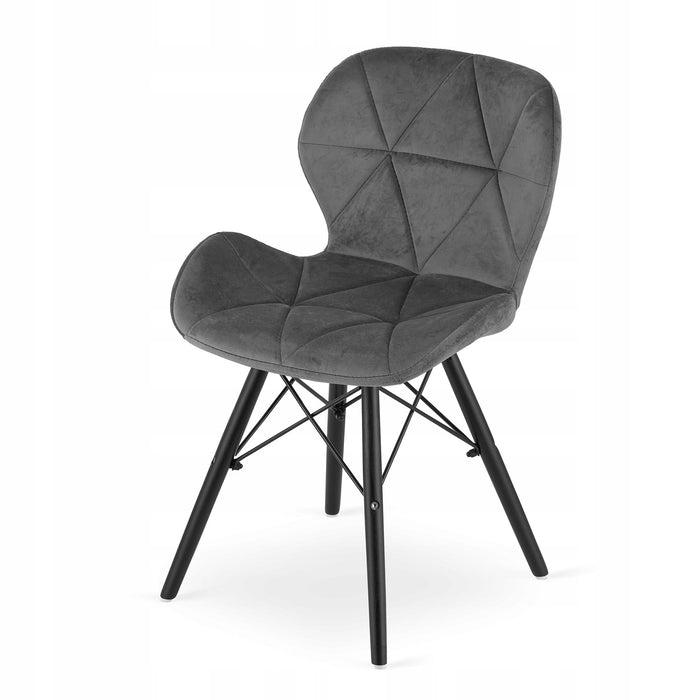 Set da tavolo rotondo in frassino VALORA KOVA 80 con 4 sedie grigie WAKO