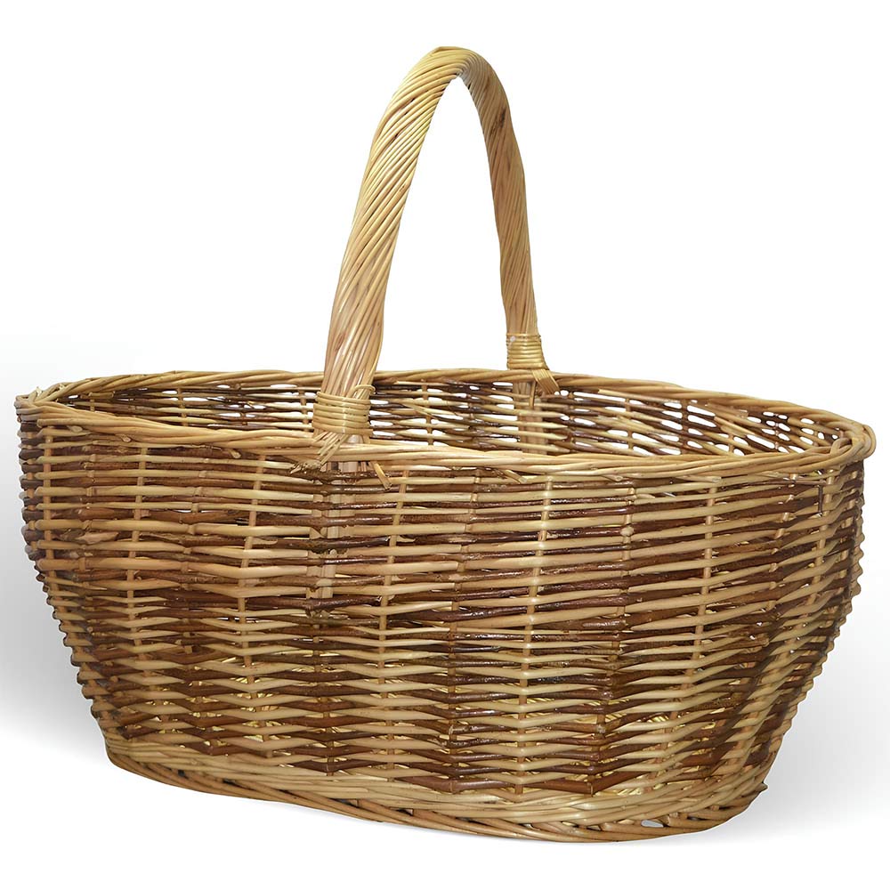 Cesto grande Agata in vimini con manico intrecciato bicolore 65 x 34 x h 52 cm