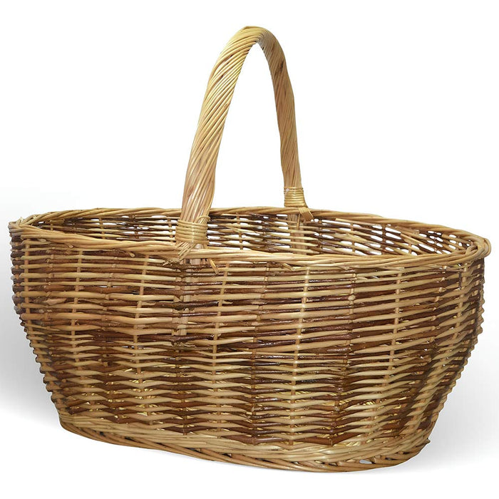 Cesto grande Agata in vimini con manico intrecciato bicolore 65 x 34 x h 52 cm