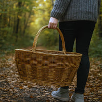 Cesto grande Agata in vimini con manico intrecciato bicolore 65 x 34 x h 52 cm