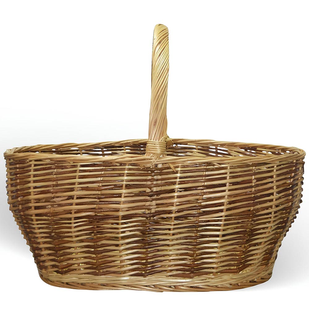 Cesto grande Agata in vimini con manico intrecciato bicolore 65 x 34 x h 52 cm