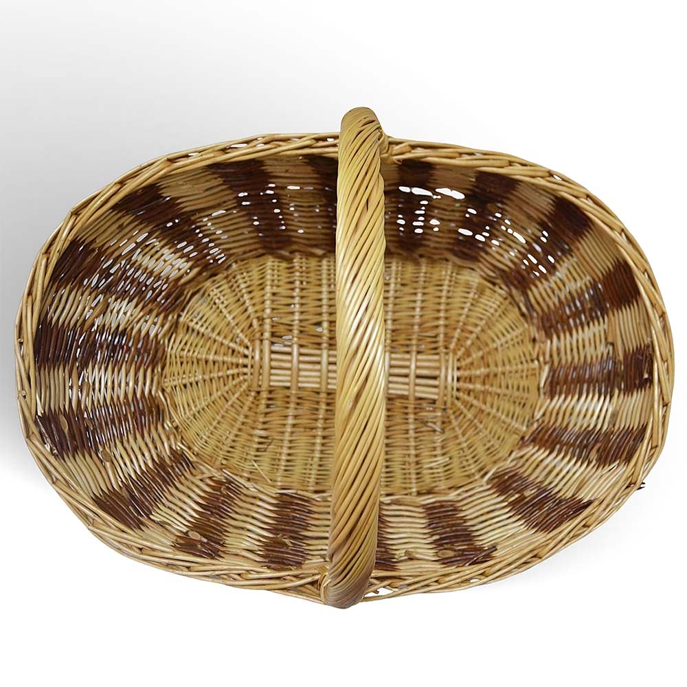 Cesto grande Agata in vimini con manico intrecciato bicolore 65 x 34 x h 52 cm