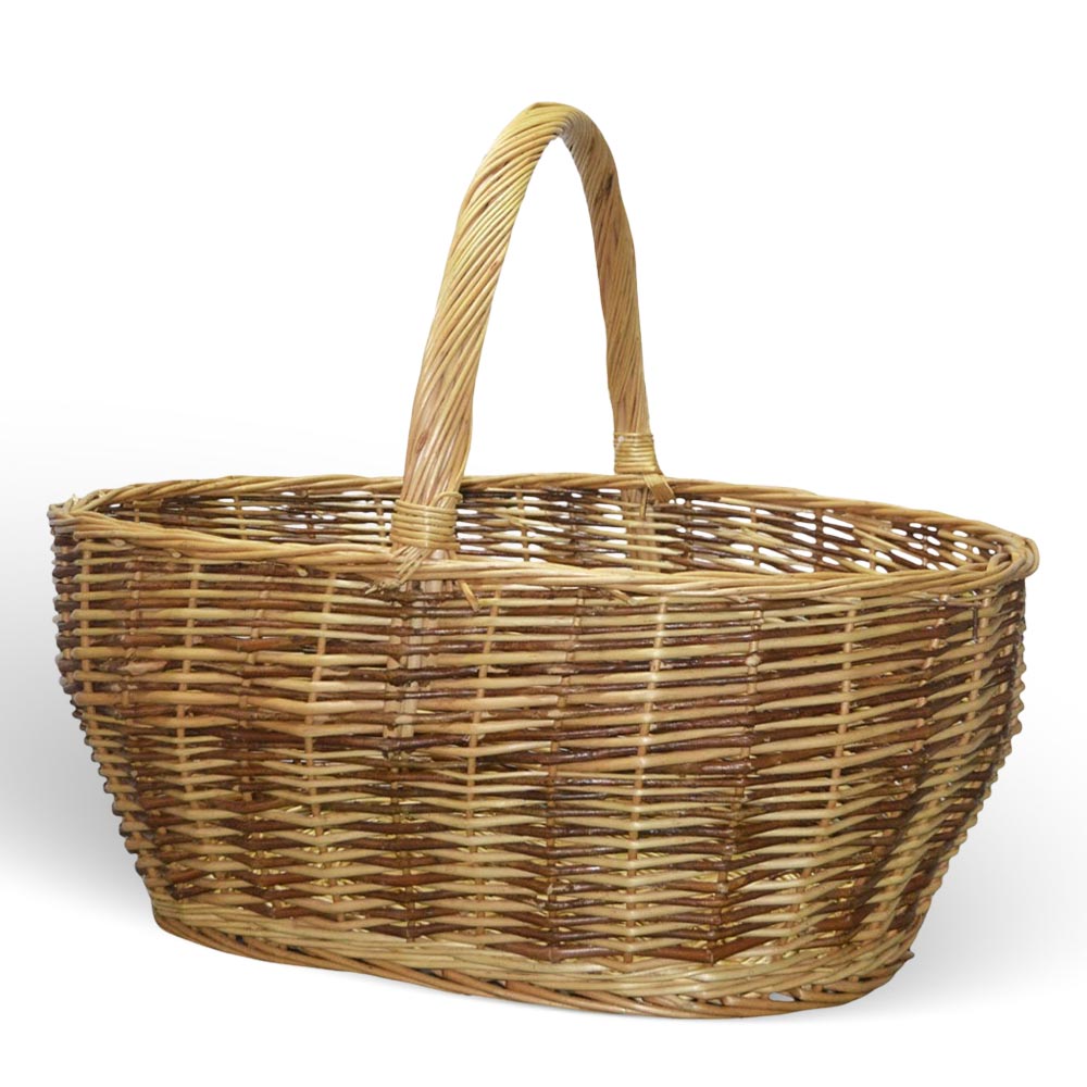 Cesto Ambra vimini naturale con manico intrecciato bicolore 59 x 29,5 x h 42 cm