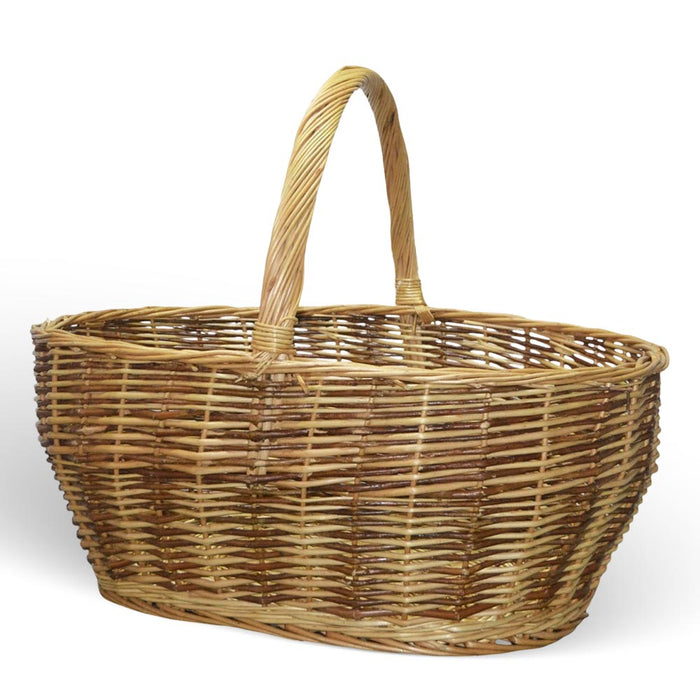 Cesto Ambra vimini naturale con manico intrecciato bicolore 59 x 29,5 x h 42 cm