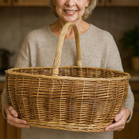 Cesto Ambra vimini naturale con manico intrecciato bicolore 59 x 29,5 x h 42 cm