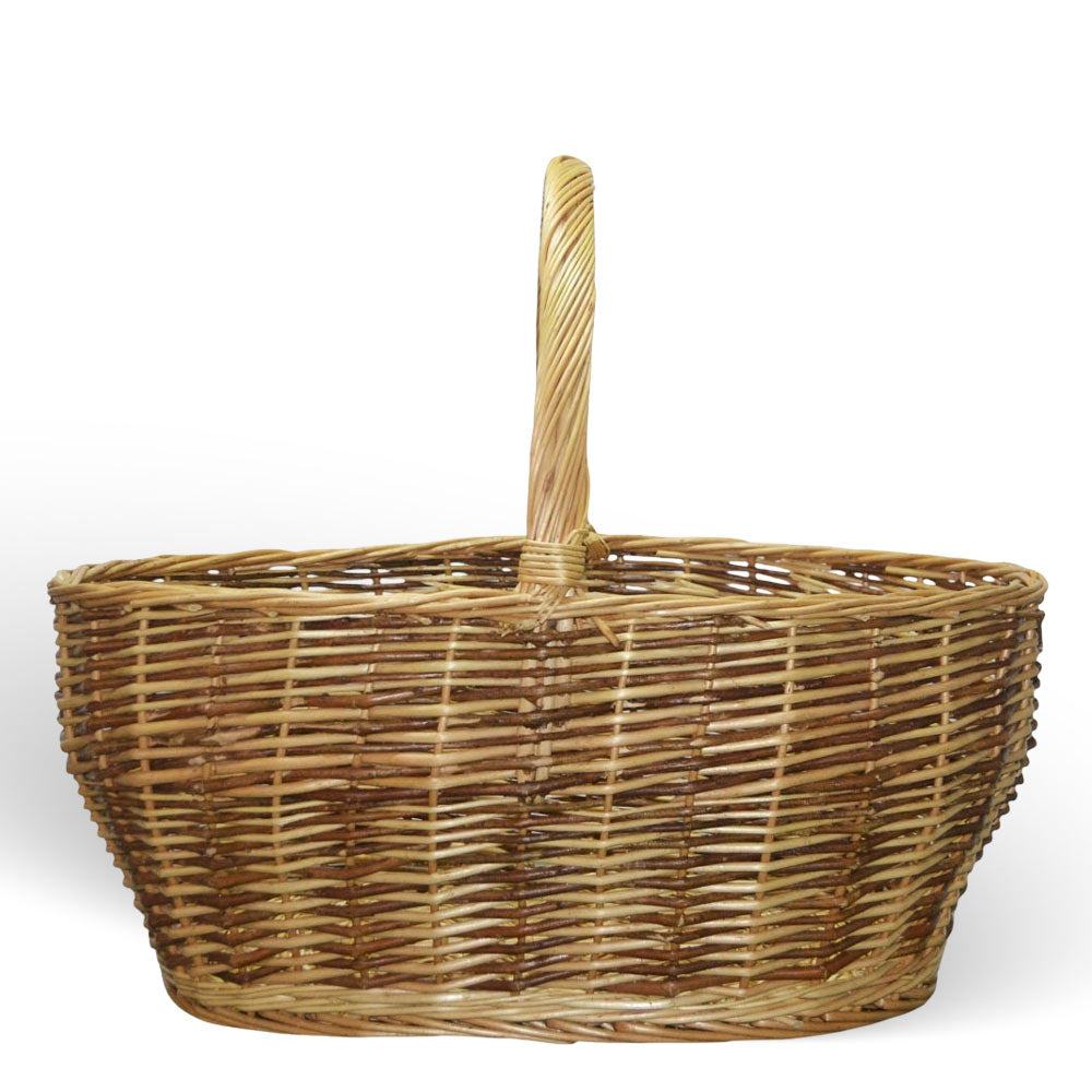 Cesto Ambra vimini naturale con manico intrecciato bicolore 59 x 29,5 x h 42 cm