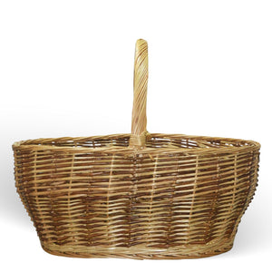 Cesto Ambra vimini naturale con manico intrecciato bicolore 59 x 29,5 x h 42 cm