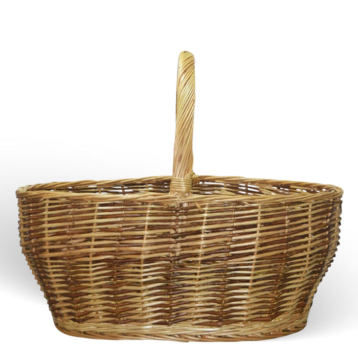 Cesto Ambra vimini naturale con manico intrecciato bicolore 59 x 29,5 x h 42 cm