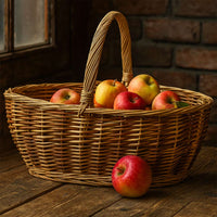 Cesto Ambra vimini naturale con manico intrecciato bicolore 59 x 29,5 x h 42 cm