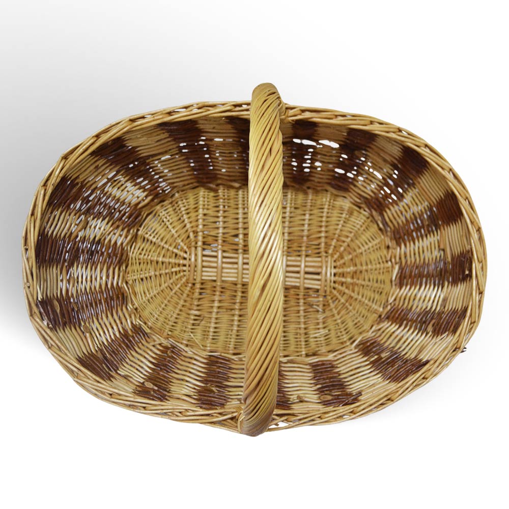 Cesto Ambra vimini naturale con manico intrecciato bicolore 59 x 29,5 x h 42 cm