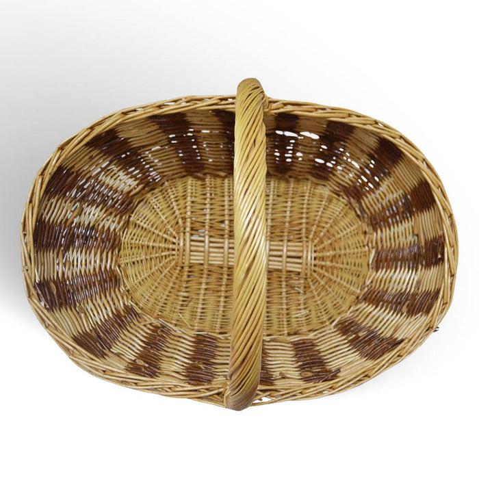 Cesto Ambra vimini naturale con manico intrecciato bicolore 59 x 29,5 x h 42 cm