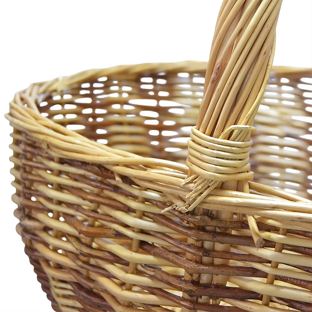 Cesto Ambra vimini naturale con manico intrecciato bicolore 59 x 29,5 x h 42 cm