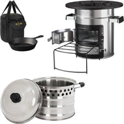 Oven a razzo con piastra griglia in acciaio inox argento inclusa borsa da trasporto BBQ