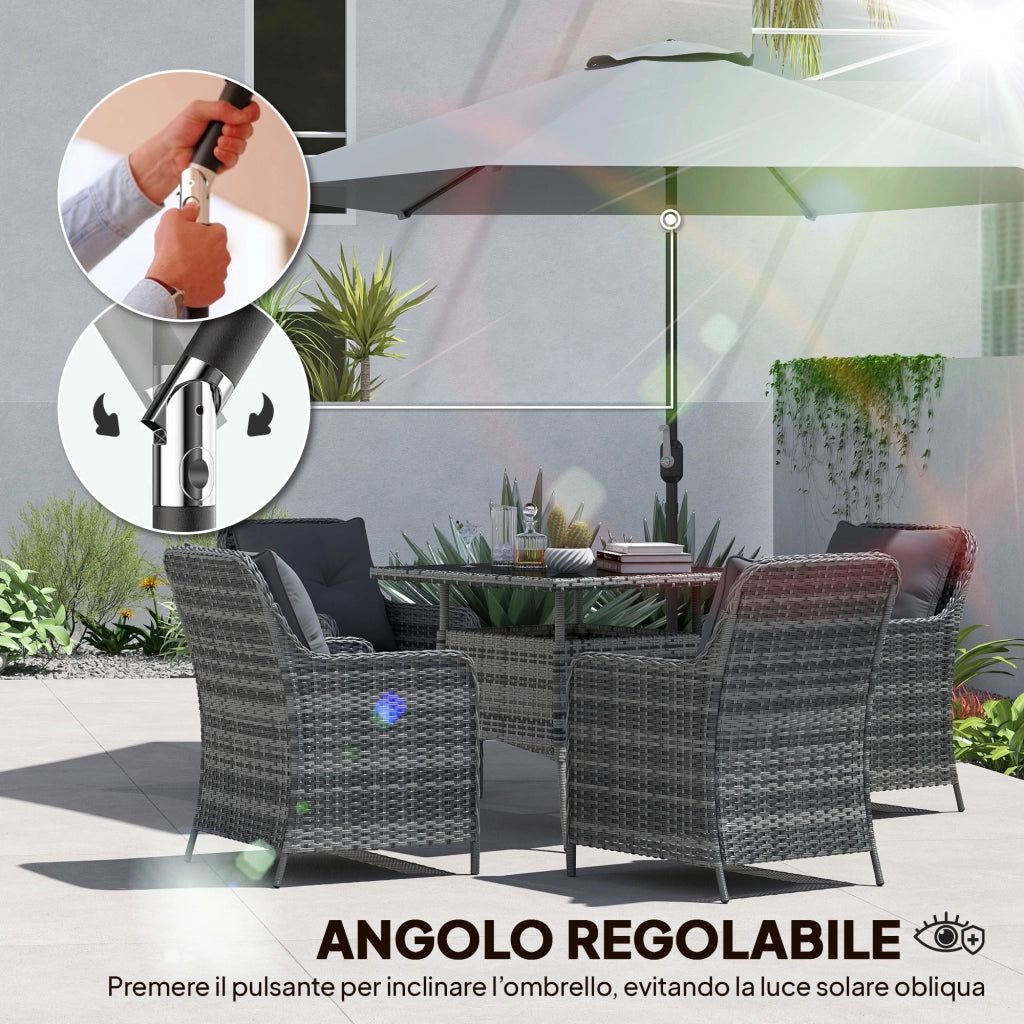Ombrellone da Giardino Inclinabile 3x3 m ¨C Zephmum ¨C Grigio Metallo Poliestere