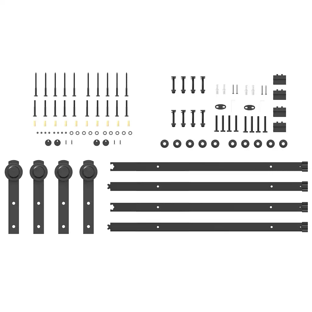 vidaXL Kit di Binari per Porte Scorrevoli 200 cm Acciaio Nero