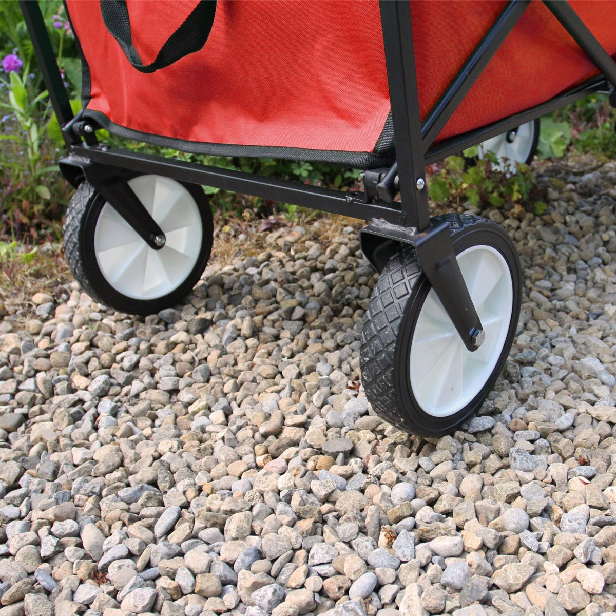 Carretto Carrello Giardinaggio Pieghevole Rimorchio Carriola da Giardino Rosso