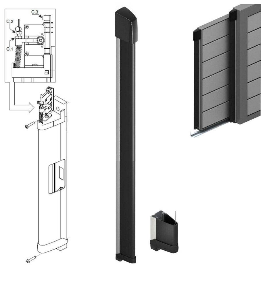 BORDO SENSIBILE COSTA DI SICUREZZA A FILO 170 CM MECCANICA GOMMA BARRA SENSIBILE
