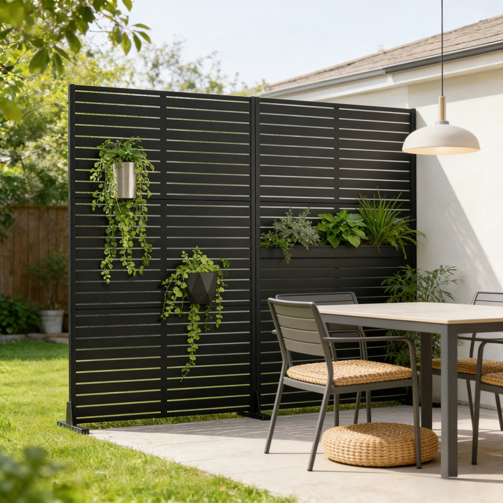 Pannello Divisorio Nodepp da Esterno in Acciaio Zincato 180x90 cm Nero casa.pro