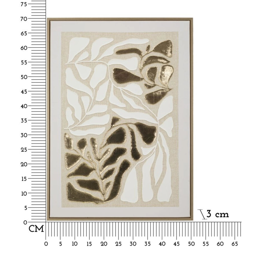Stampa su tela Goldy B foglie oro variante con cornice, 50x70 cm
