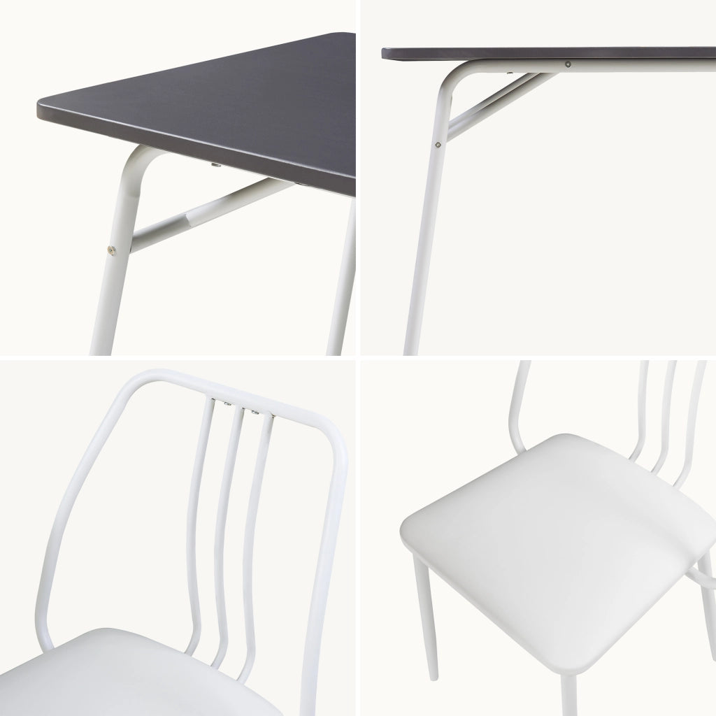 Set da Pranzo Omso Tavolo 110x70 cm e 4 Sedie Imbottite Rivestite in Similpelle - Grigio / Bianco [en.casa]